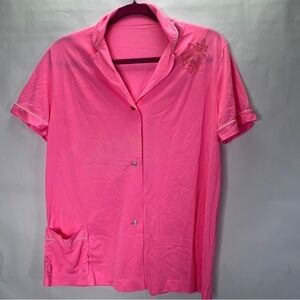 𝅺VINTAGE 60's Lorraine Hot Pink Pajama Top S